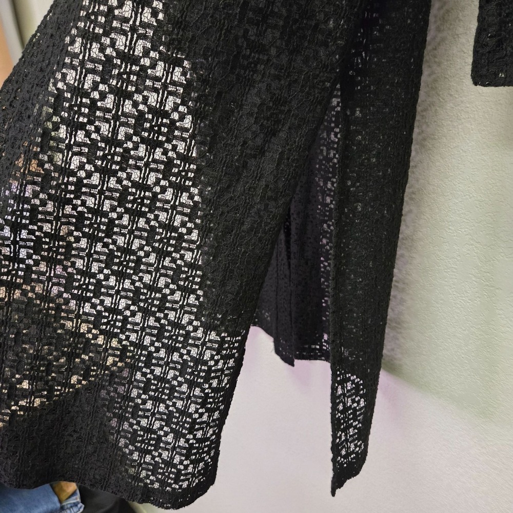 Lace Duster Cardigan Witchy Whimsigoth Open Front Small Black 3/4 Sleeve Long - Picture 4 of 9